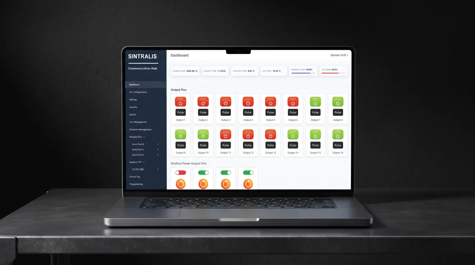 ModbusHub SCADA Automation Platform on Laptop