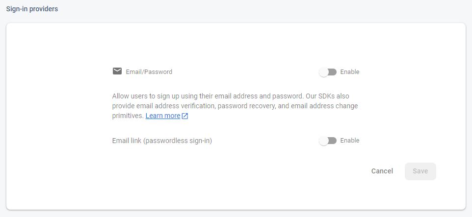 firebase auth methods