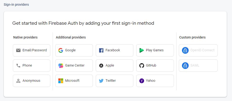 firebase auth methods