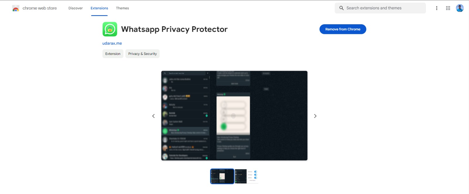 whasapp privacy chrome extension