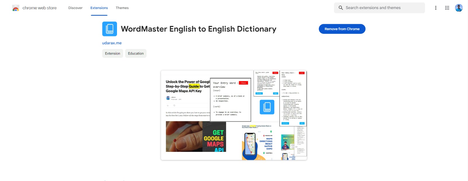 WordMaster English to English Dictionary Chrome Extension